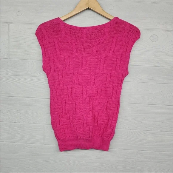 Knit Sleeveless Sweater 100% cotton Made in USA - Picture 2 of 7